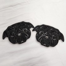 Pug Dog Felt Coasters Cut Out Design Black Set Of 2 - £7.78 GBP