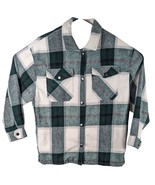 HFX Plaid Green Womens Flannel Shirt Jacket Shacket Heavy Snap Down size... - $28.71