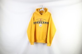 Vintage NFL Mens XL Faded Spell Out Pittsburgh Steelers Football Hoodie Yellow - £39.65 GBP
