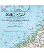 1963 Scandinavia Map National Geographic Norway Sweden Finland 24.5 x 19... - $19.99