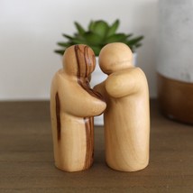 Modern Romantic Affectionate Couple, Olive Wood Couple Statues, Passionate Embra - £31.59 GBP