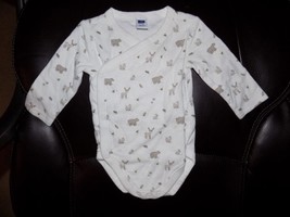 Janie and Jack Forest Animals White Long Sleeve Snap Tee Size 3/6 Months - £11.45 GBP
