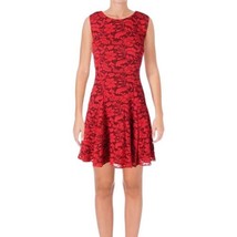 Tommy Hilfiger Red Crochet Lace Floral Drop Waist Dress Size 12 - £19.95 GBP