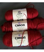 Caron Simply Soft Medium Weight Yarn 3 Skeins Autumn Red 170 Grams Each - £12.57 GBP