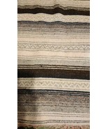 Mexican Blanket Vintage  Stripes 100% WOOL Brown Grey Pink Thick Native ... - $78.20
