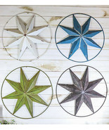 Pack Of 4 Colorful 18&quot; Metal Rustic Western 8 Pointed Star In Ring Wall ... - £67.85 GBP