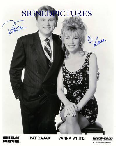 THE WHEEL OF FORTUNE CAST SIGNED AUTOGRAPHED 8X10 RPT PHOTO PAT SAJAK VANNA WHIT