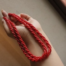 Stylish Red Coral Braided Beads Necklace - £313.31 GBP