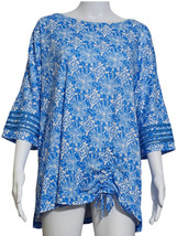 Ali Miles Printed Knit Pop Over Tunic Three Quarters Sleeves with Texture L - $31.61