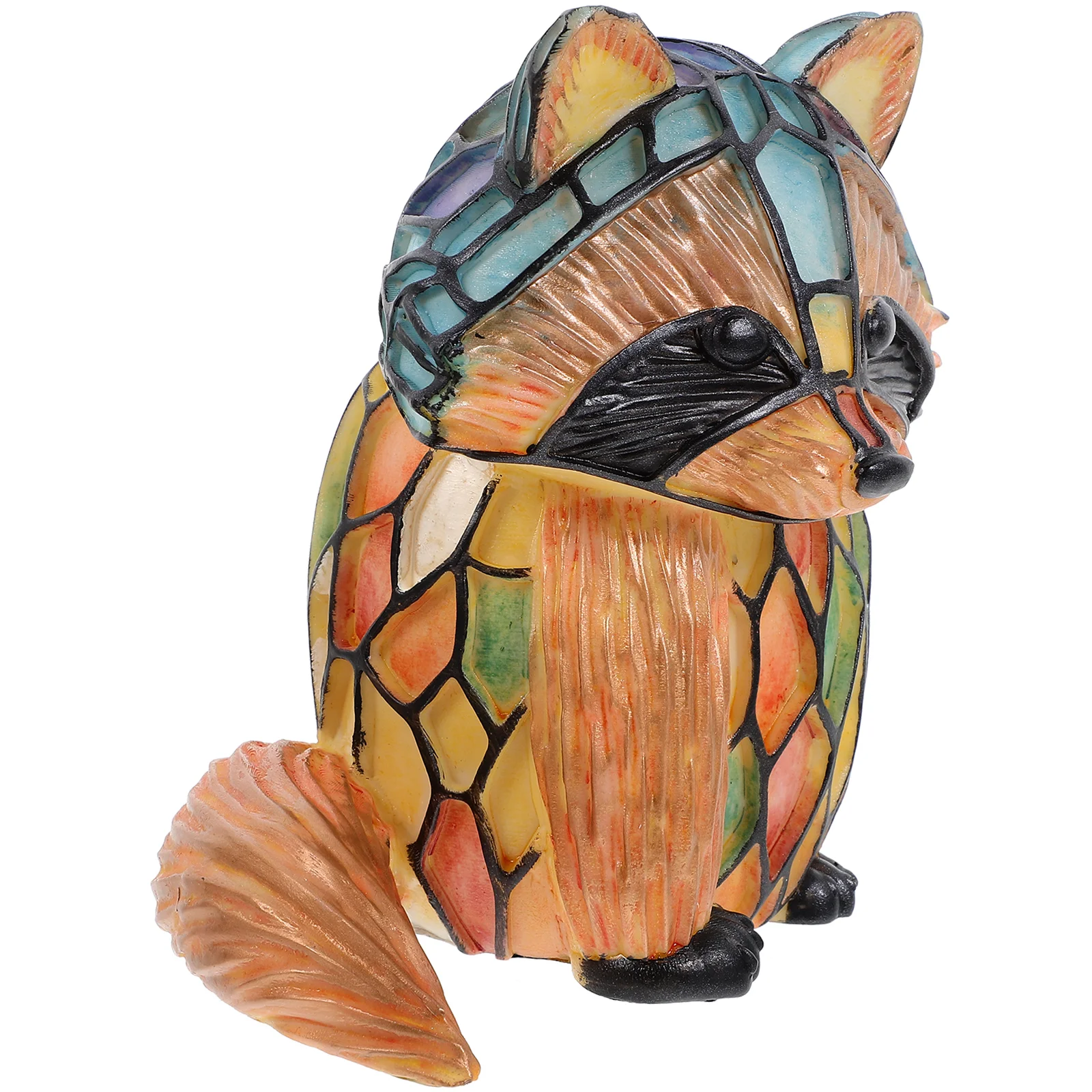 Raccoon Table Lamp Stained Glass Animal Night Light Retro Desk Lamps Bed... - $21.54
