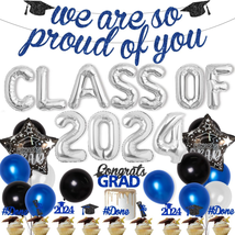 Graduation Decorations 2024 Blue Sliver Class of 2024 Party Supplies, We Are so - £27.29 GBP