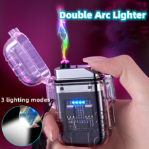 Transparent Shell Double Arc Lighter Waterproof And Windproof Outdoor Lighter Li - £13.62 GBP+