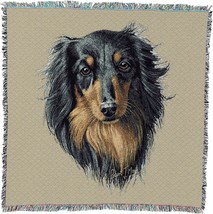 Robert May&#39;S Long Haired Dachshund Black And Tan Lap Sq.Are Blanket Is A - £62.23 GBP