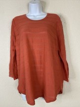 Eight Eight Eight Womens Size L Coral Striped Knit Blouse Long Sleeve - $8.38