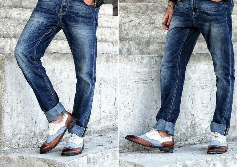 Men's Shoes Three Tone White Gray Brown Suede Leather Premium Quality Handmade