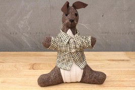 Vintage Brown Tweed Upcycle Fabric Country Gentleman Bunny Rabbit Hare Plush Toy - £22.77 GBP