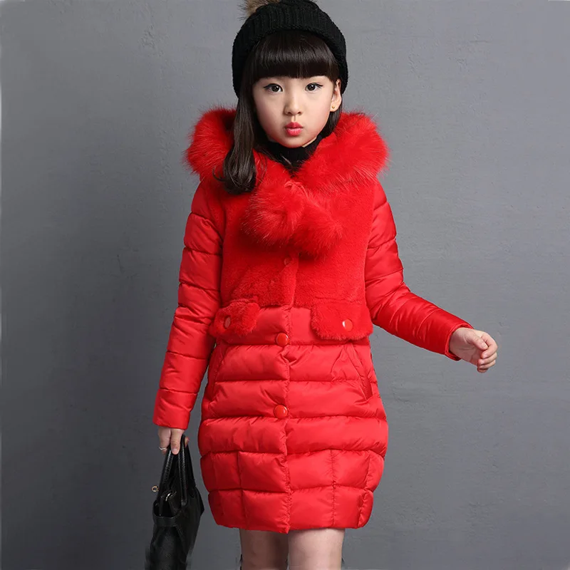 Long Childrens Jacket Red Black Baby Clothes Zipper Hooded Hat Baby Clothes Girl - £83.99 GBP