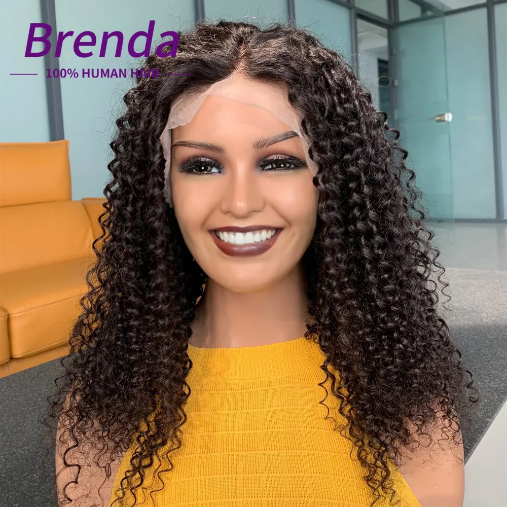 Lace Front Human Hair Wig Afro Kinky Curly Lace Frontal Wigs for Women Brazilian - £82.87 GBP+