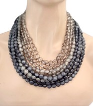 Multi-strand Layered Chunky Heavy Gray Bead Everyday Classic Elegant Necklace - $31.83