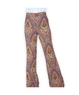 Zara Brown Orange Boho Paisley Print Flare Leg Pants Bloggers Fav Medium - $45.00
