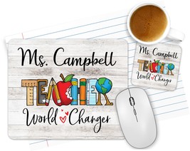 Gift Set For Teacher, Mouse Pad and Coaster, Personalized Teacher Gifts, Teacher - £3.21 GBP