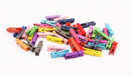 Pegs Colorful Cute Small Mini 3cm Wood Clips Various Colors in pack 30 pieces - £5.17 GBP
