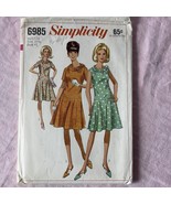 1960’s Simplicity 6985 Mod A-Line Drop Waist Dress Sewing Pattern Size 20.5 - $15.04 CAD
