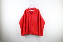 Vintage 90s Patagonia Mens Large Faded Spell Out Full Zip Fleece Jacket Red USA - £100.63 GBP