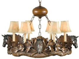 Chandelier EQUESTRIAN Lodge 3 Horse Head 6-Light Chocolate Brown Resin - £2,240.20 GBP