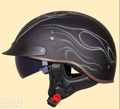 DOT Black Half Open Face Helmet Chopper Biker Cruiser &amp; Scooter Motorcyc... - £61.19 GBP