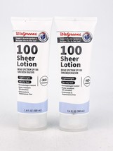 Walgreens SPF 100 Sheer Lotion Sunscreen Lot of 2 UVA UVB Lightweight bb... - £18.44 GBP