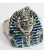 KING TUT PHARAOH STAINLESS STEEL RING size 11 silver metal S-508 unisex ... - $143.74 MXN