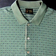 Bobby Jones Large Mens Golf Polo Green Geometric 100% Cotton Made In ITALY  - $25.40