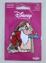 Disney Snow White &quot;Grump&quot; Dwarf Embroidered Iron On Patch Vtg New Sealed... - $248.68 MXN