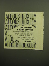 1958 Harper Book Advertisement - Collected Short Stories of Aldous Huxley - £14.78 GBP