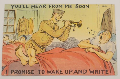 Military Comic WWII 1943 Tichnor Bros VTG Postcard "You'll Hear From Me Soon" - £10.04 GBP