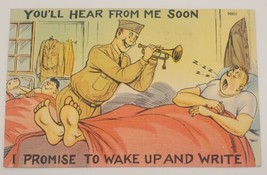 Military Comic WWII 1943 Tichnor Bros VTG Postcard &quot;You&#39;ll Hear From Me Soon&quot; - £9.92 GBP
