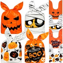 Halloween Treat Bags, 100Pcs Small Halloween Goodie Bags, 4 Cute-Designs... - £15.06 GBP