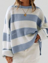 Trendy Tron Women&#39;s Loose Striped Oversized Sweater With Colorblock And ... - $782.87 MXN