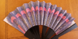 rare illustrated signed French Advertising fan feather w bonnet, needs r... - $40.00