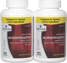 - Acetaminophen 500 Mg, 1200 Caplets, Pain Reliever - £26.24 GBP