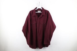 Vintage 90s Streetwear Mens 4XL Distressed Chamois Cloth Button Shirt Maroon USA - £35.00 GBP