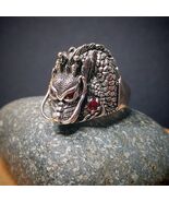 Large 925 Sterling Silver Dragon Ring | Red Zircon Accent | Thai Trend S... - $155.00