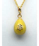Yellow  Egg Pendant Necklace with crystals by Keren Kopal - $729.76 MXN