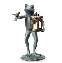 Whimsical Frog and Bird Aluminum Garden Lantern - £201.18 GBP
