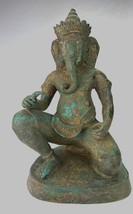 Ganesha Estatua - Antigüedad Thai Estilo Bronce Rodillas Ganesh 25cm/25.4cm - £325.86 GBP