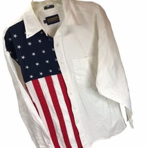 Vintage Western Shirt 90s Panhandle Slim Mens L 16 1/2 34/35 American Flag Rodeo - £15.52 GBP