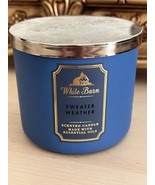 Bath &amp; Body Works 3 Wick Candle Scented SWEATER WEATHER White Barn 14.5 ... - $28.00