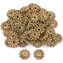 Bali Spacer Flower Antique Gold Plated Beads 8.5mm 60Pcs Approx. - $6.76