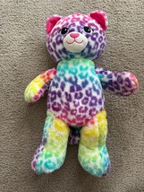 Build a Bear Plush Tie Dye Kitty Lisa Frank Styl Rainbow Spotted Leopard Cat 17&quot; - £16.23 GBP